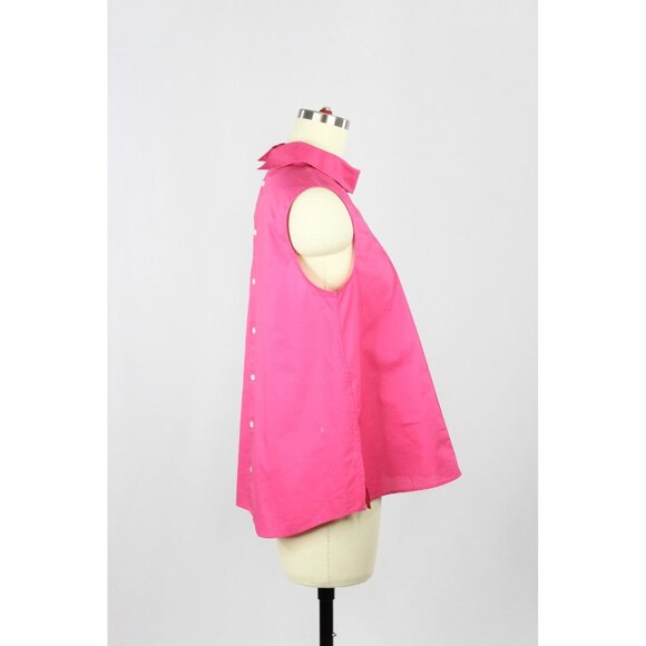 NWT UNIQLO x MARNI Pink Cotton Poplin Pleated Tucked Sleeveless Shirt, Size S - Picture 5 of 15